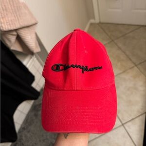 Champion Bright Red Cap with Black Logo